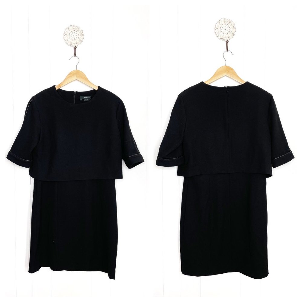 The Kooples Double Layer Black Leather Accent Dress Size 42